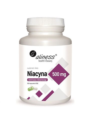 Witamina B3, Niacyna, Amid kwasu nikotynowego 500 mg, 100 kaps